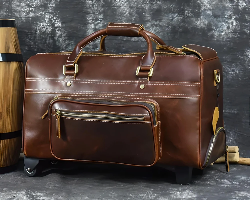 leather duffel carry on